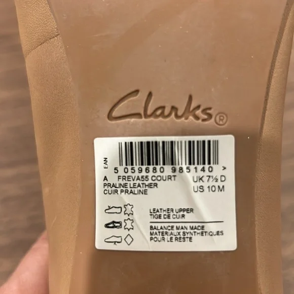 NWT Clarks Women's Freva55 Court Praline Color Leather Pumps 10M - Picture 11 of 15